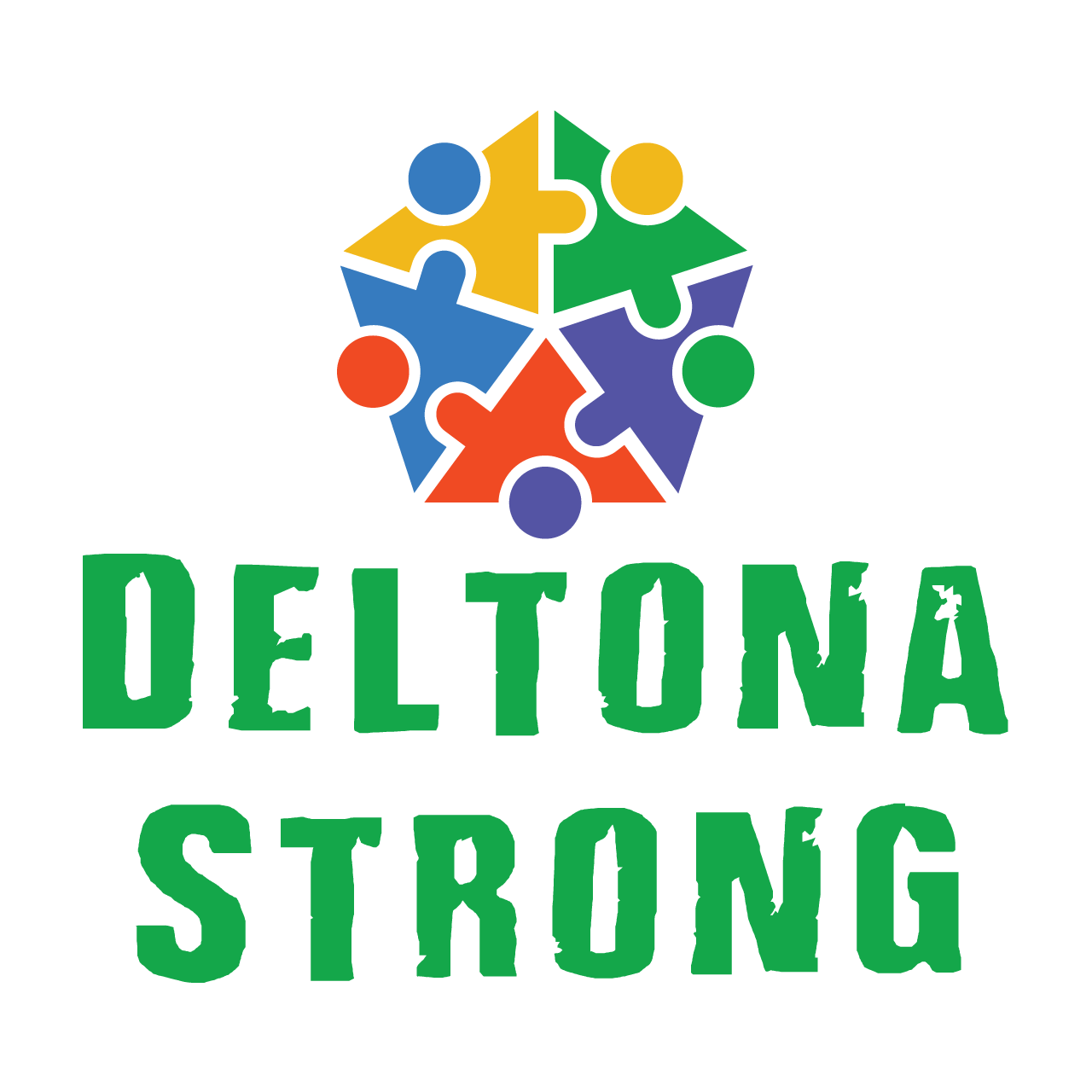 Deltona Strong logo -- the five values as puzzle pieces forming the whole